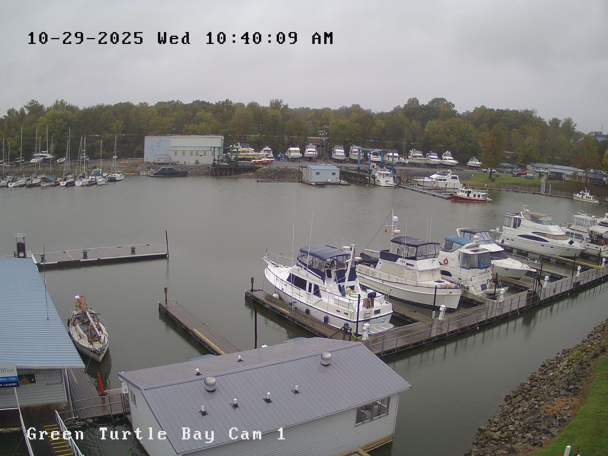 green turtle bay webcam image of docks and boats